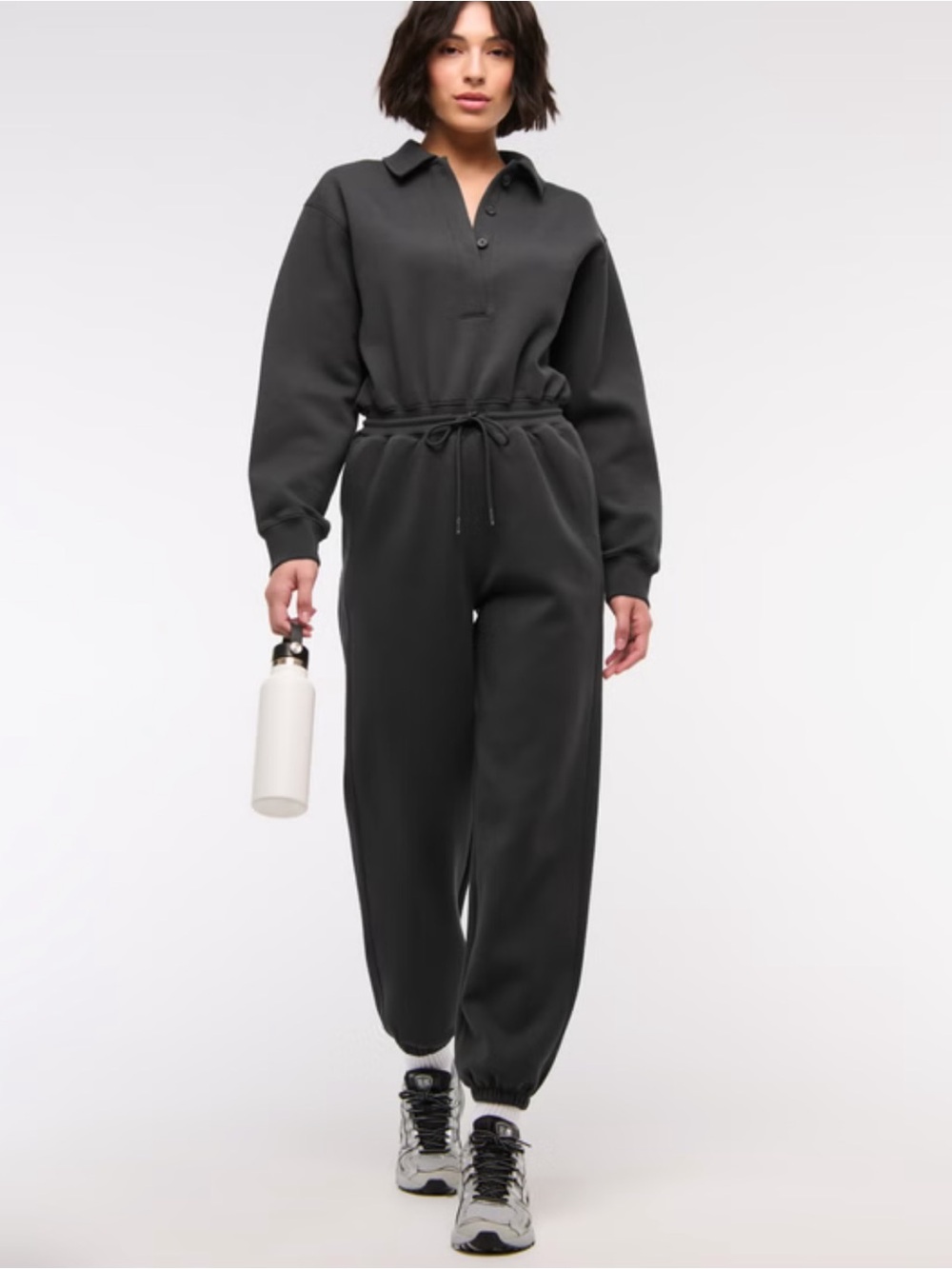 NWT YPB Abercrombie neoKNIT MAX Polo Jumpsuit button